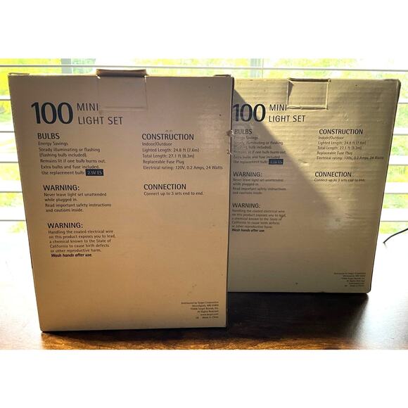 NIB Christmas Holiday Lights 100 ct Clear Mini Light Set 2 Boxes Indoor Outdoor - Picture 2 of 5